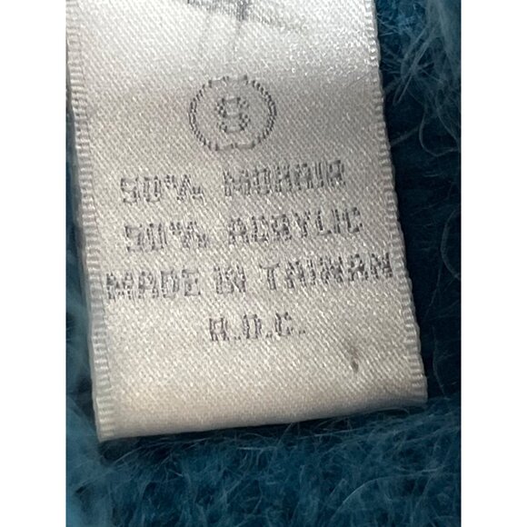 Vintage Y2K‎ Silverleaf Mohair Blend Boxy Crop Turtleneck Sweater Small Blue - Picture 6 of 8